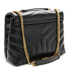 Small Loulou Quilted Chain Satchel Black Calfskin Leather Gold-Tone Hardware