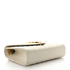 Medium Triquilt Quilted Satchel Cream Textured Leather Gold-Tone Hardware