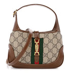 Mini Jackie 1961 Hobo Bag Beige Ebony GG Supreme Canvas Brown Leather Trim