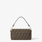 Medium Baguette Shoulder Bag Tobacco Brown FF Jacquard Fabric Gold-Tone Hardware