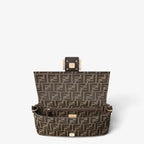 Medium Baguette Shoulder Bag Tobacco Brown FF Jacquard Fabric Gold-Tone Hardware