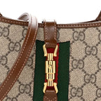 Mini Jackie 1961 Hobo Bag Beige Ebony GG Supreme Canvas Brown Leather Trim