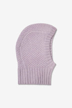 Klarza purple alpaca balaclava fitted hood – back view