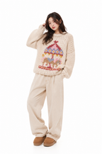 Klarza warm beige alpaca sweater with carousel graphic – additional view 3