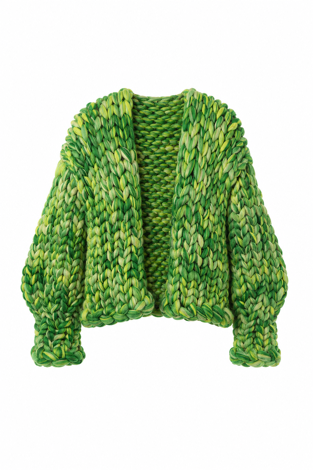 Klarza oversized chunky knit wool cardigan in green