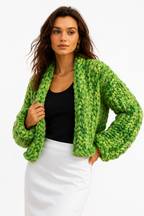 Klarza green chunky knit cardigan – additional view 2
