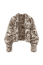 Klarza oversized chunky knit wool cardigan in brown blend