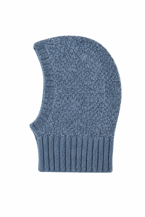 Klarza alpaca wool balaclava fitted hood in blue