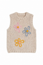 Klarza Fluffy Alpaca Knit Vest with Embroidered Daisy Detail