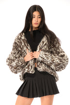 Klarza brown blend chunky knit cardigan – additional view 4