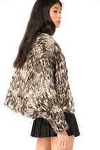 Klarza brown blend chunky knit cardigan – additional view 3