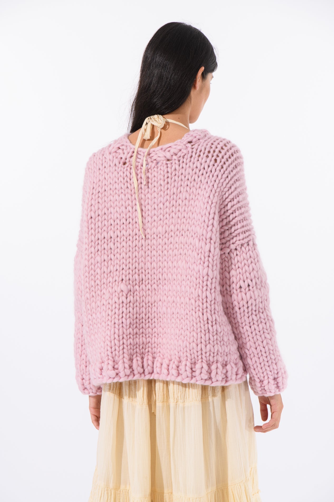 Klarza pink chunky knit sweater with horse graphic – additional view 3