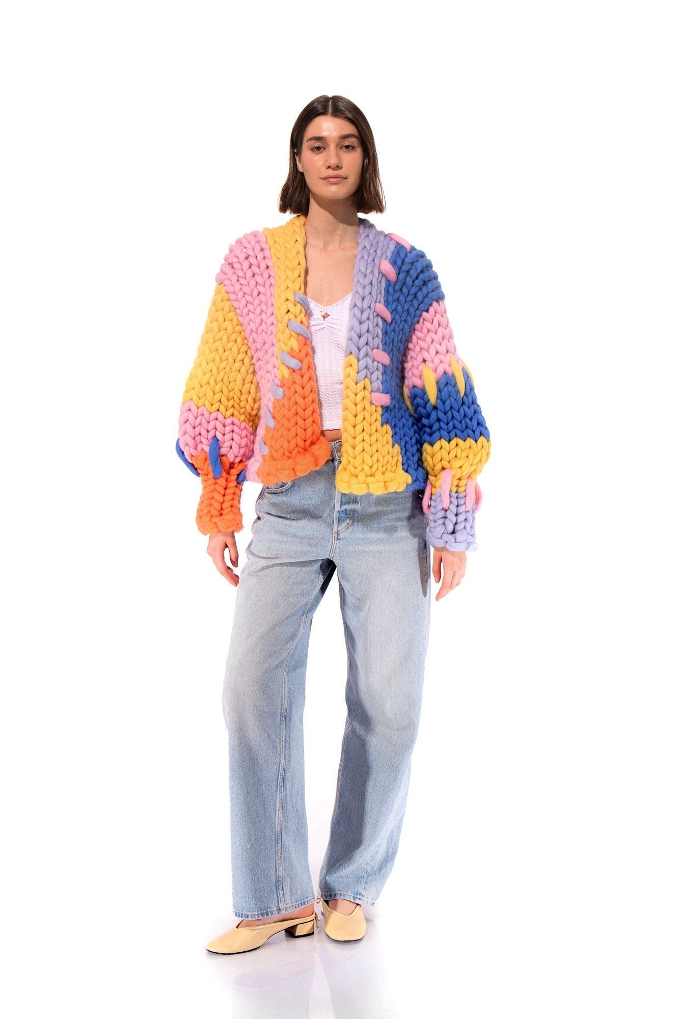 Klarza multicolor chunky knit cardigan – additional view 2