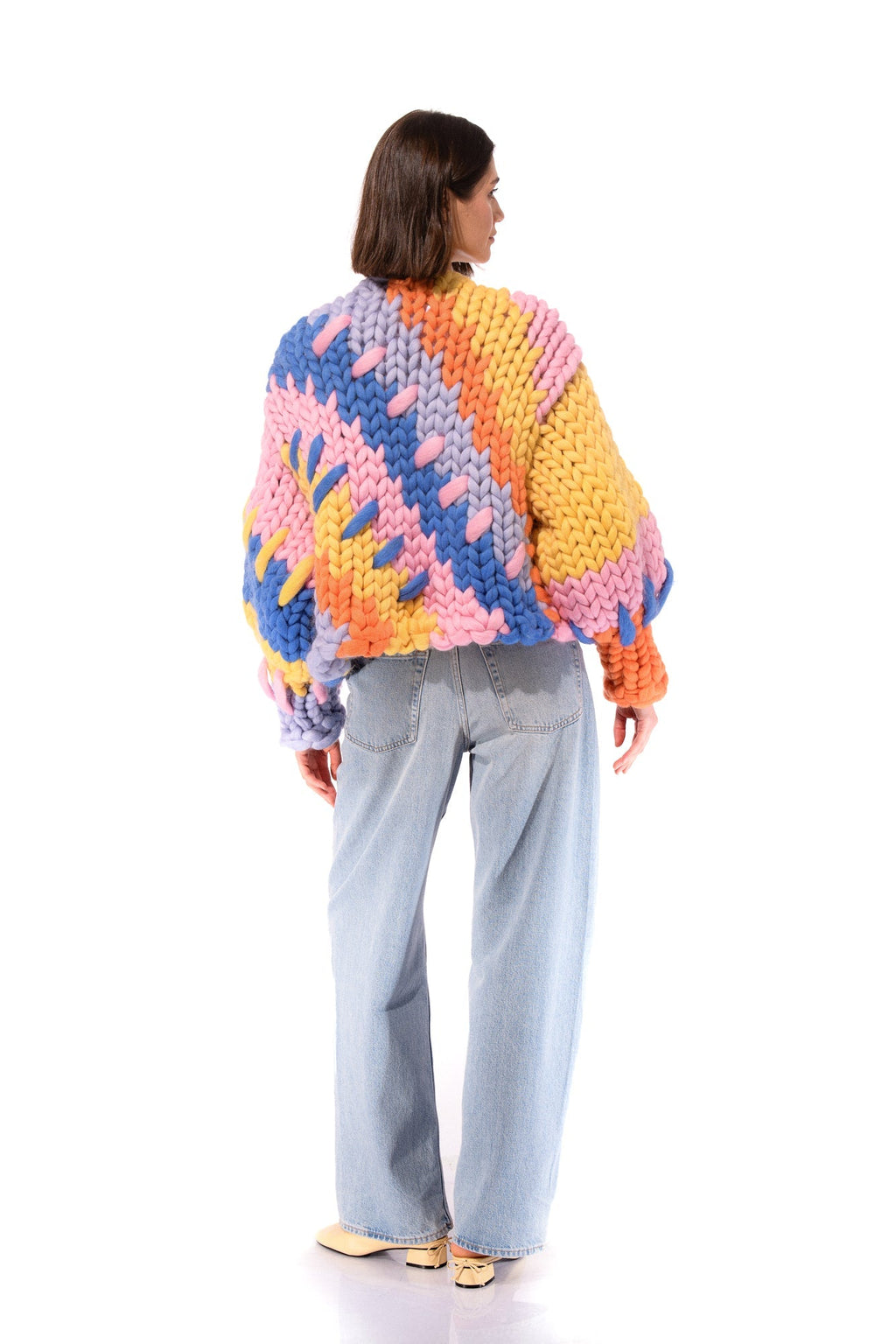 Klarza multicolor chunky knit cardigan – additional view 4