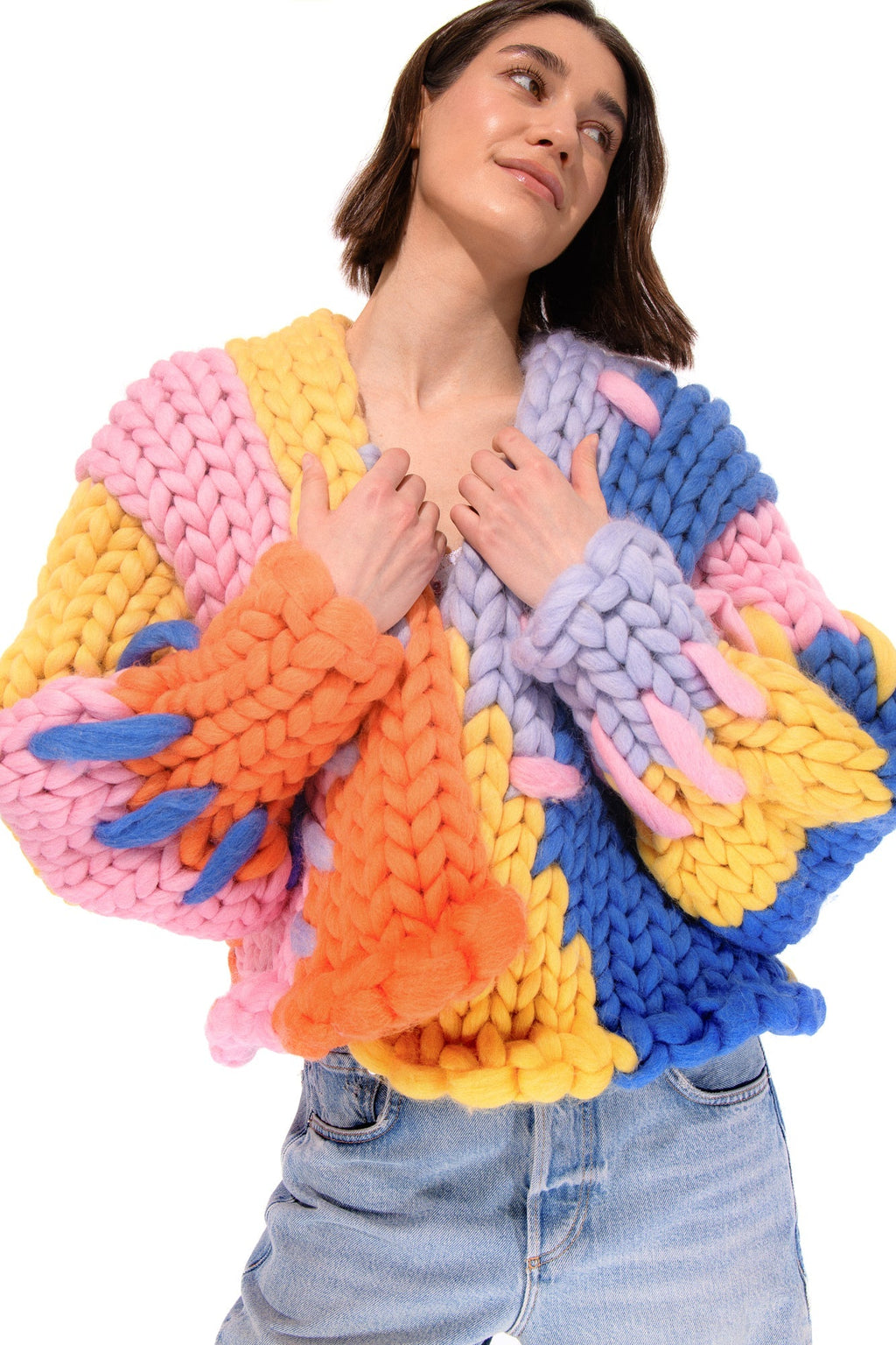 Klarza multicolor chunky knit cardigan – additional view 5