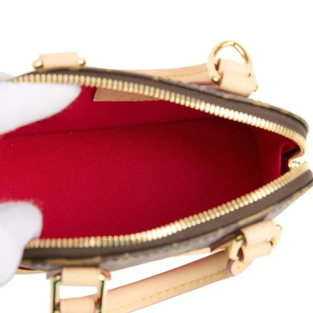 Nano Alma Mini Handbag Brown Monogram Cherry Print Coated Canvas Gold-Tone Hardware