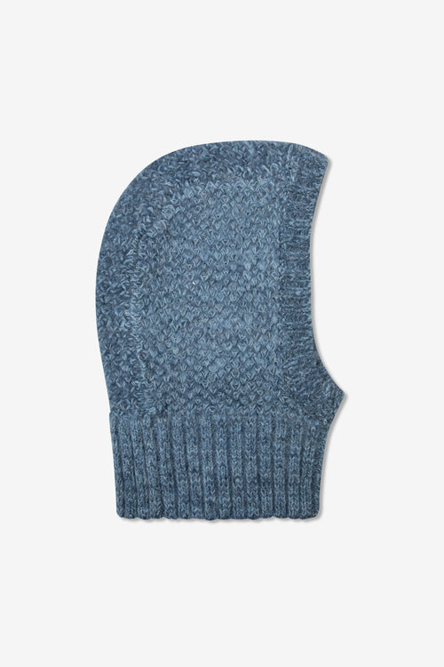 Klarza blue alpaca balaclava fitted hood – back view