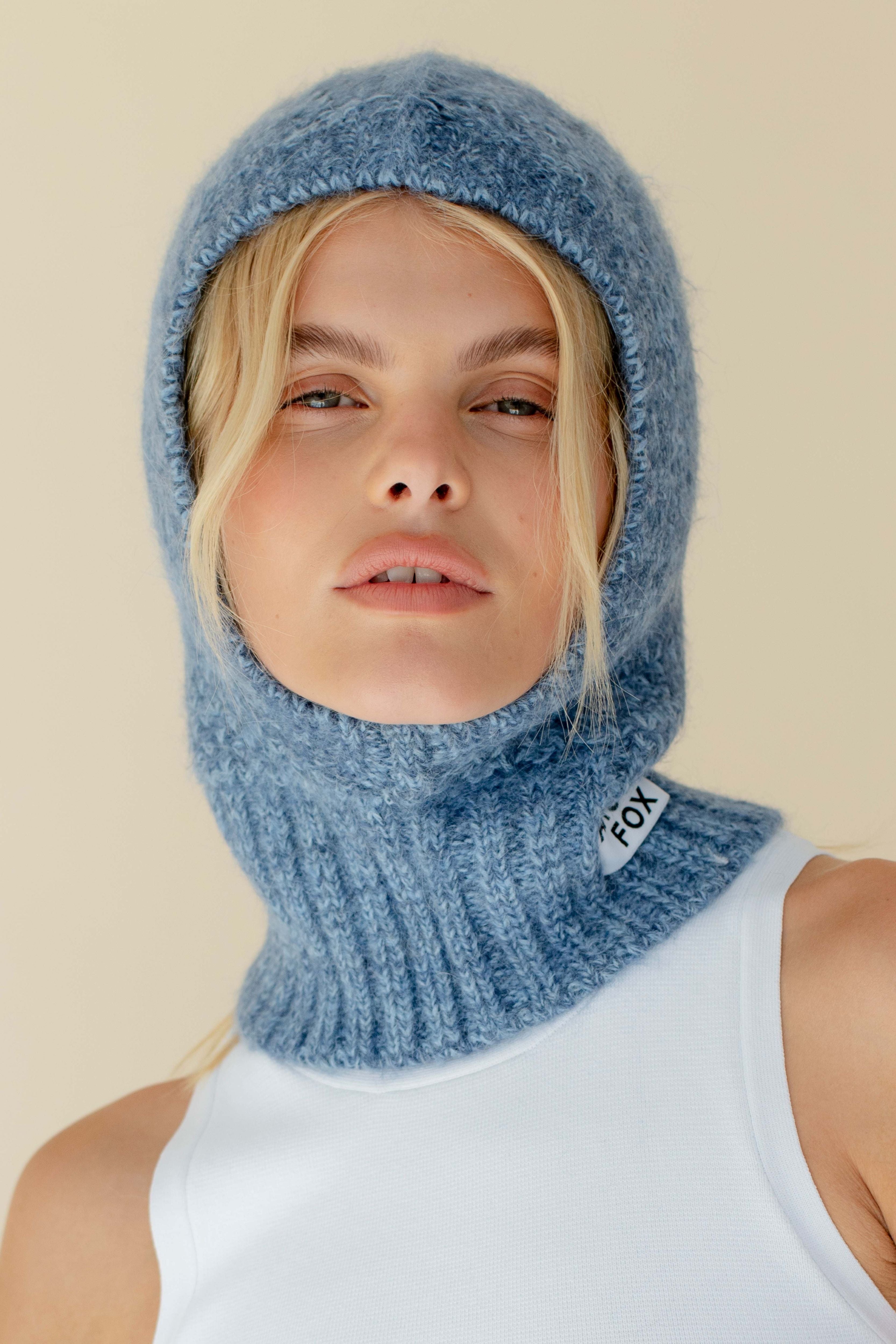 Klarza blue alpaca balaclava fitted hood – additional view 3