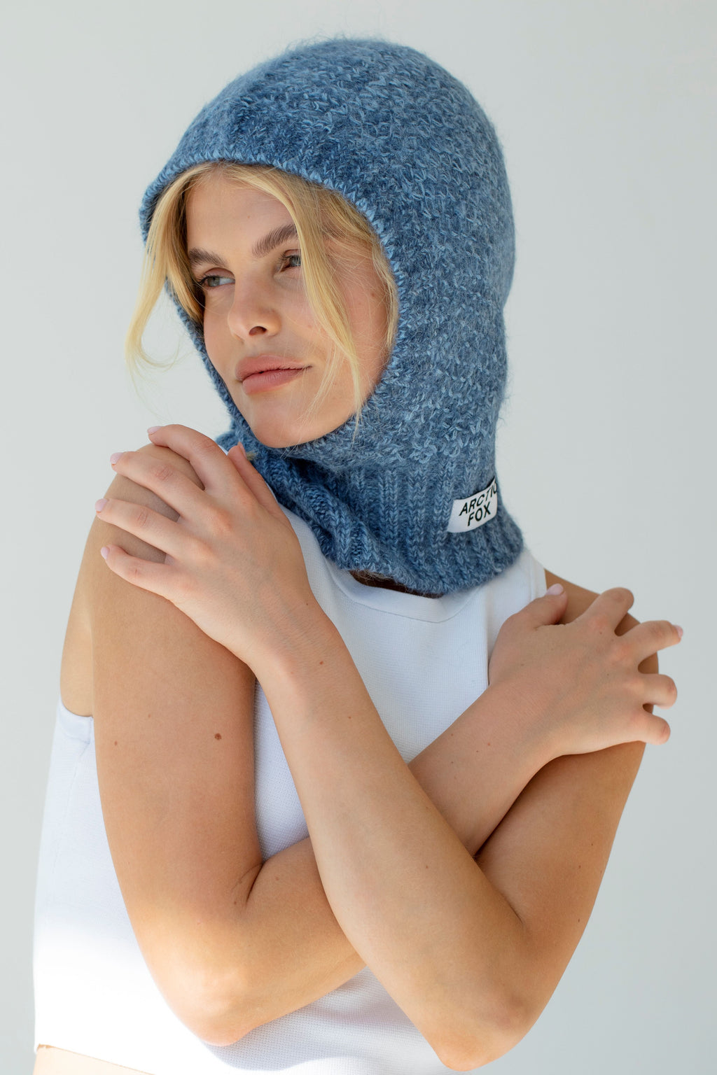 Klarza blue alpaca balaclava fitted hood – additional view 1