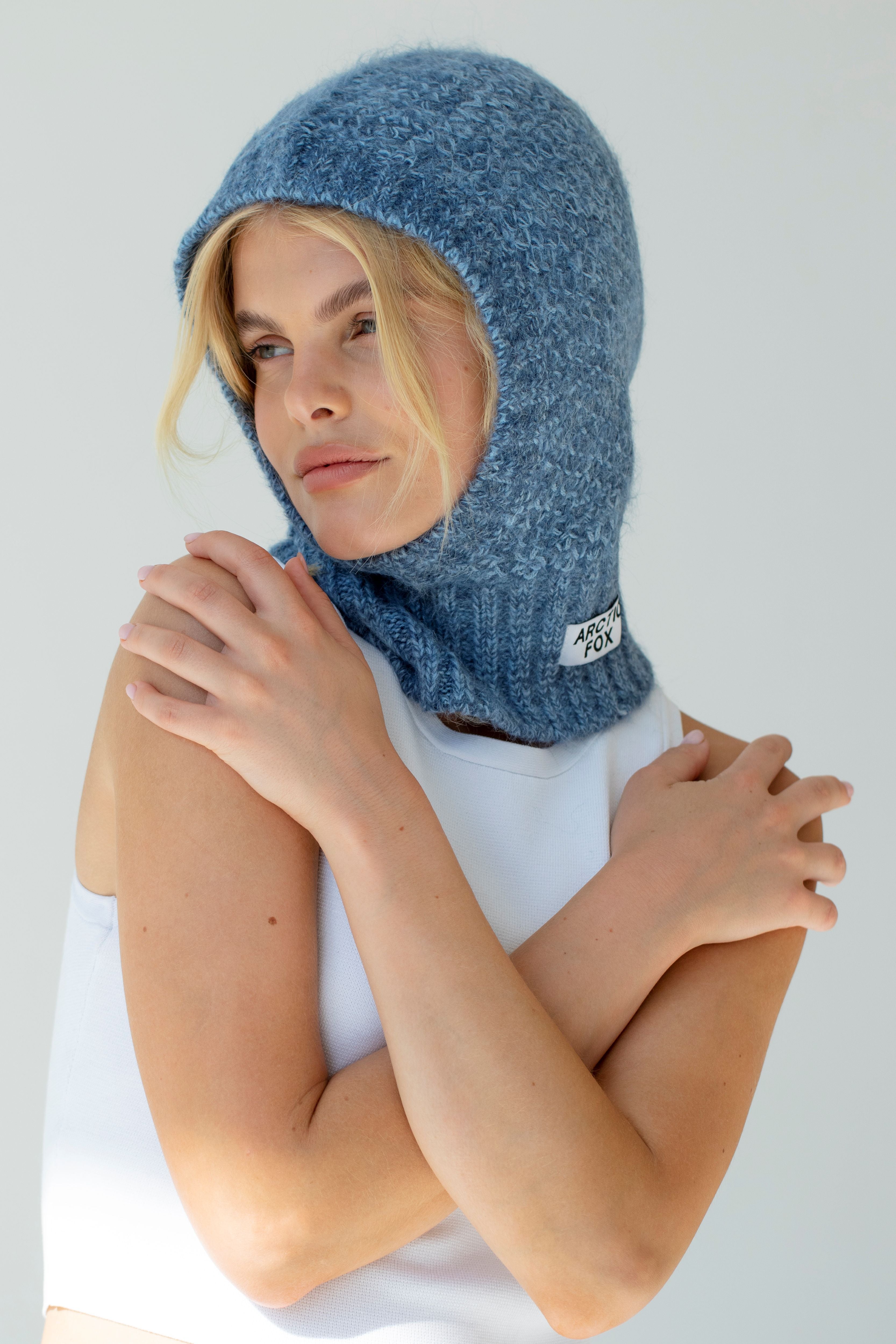 Klarza blue alpaca balaclava fitted hood – additional view 1