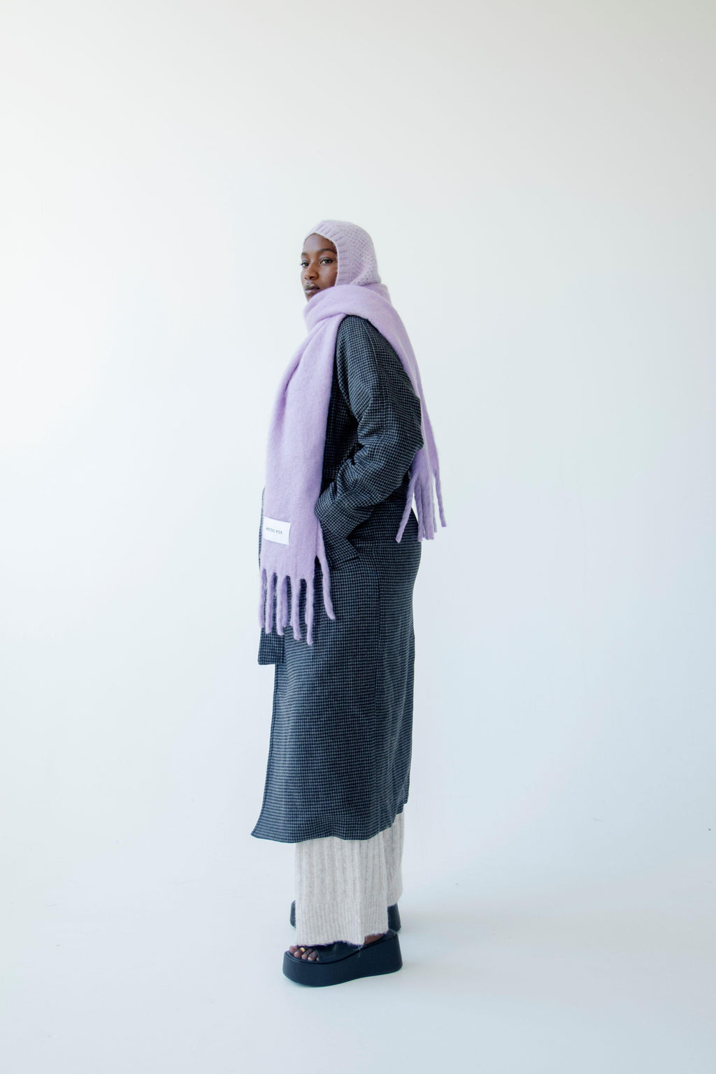 Klarza purple alpaca balaclava fitted hood – additional view 4