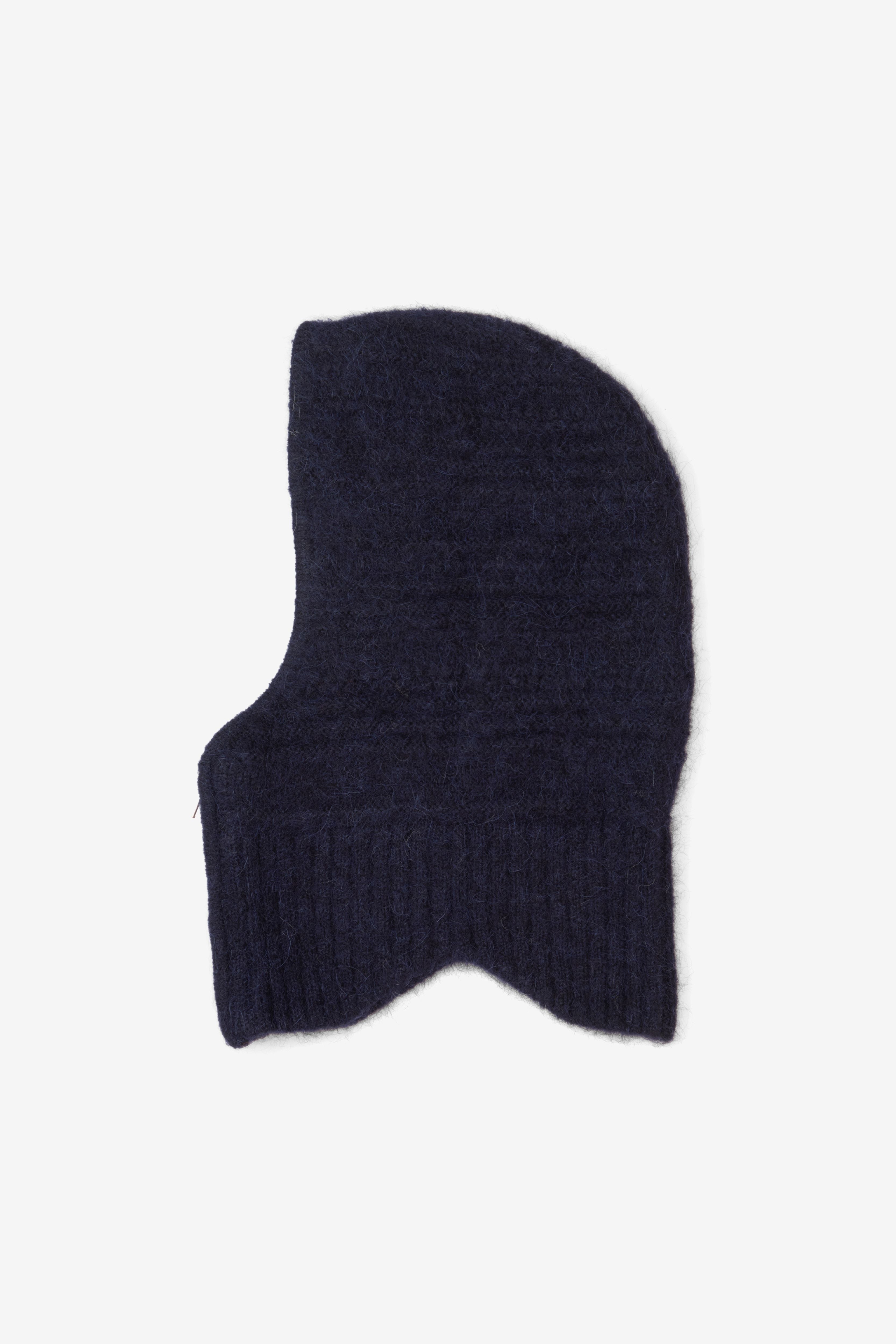 Klarza alpaca wool zip balaclava in navy