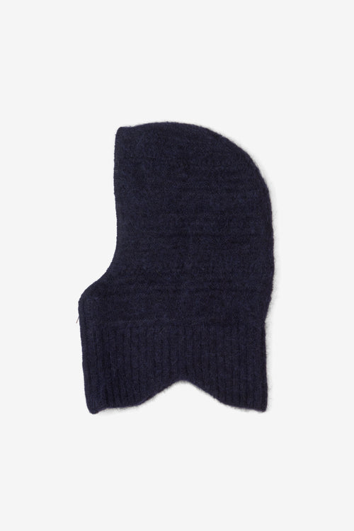 Klarza alpaca wool zip balaclava in navy