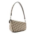Small Horsebit Asymmetric Shoulder Bag Beige Ebony GG Supreme Canvas Silver-Tone Hardware