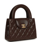 Small Kelly Shopper Dark Brown Lambskin Leather Gold-Tone Hardware