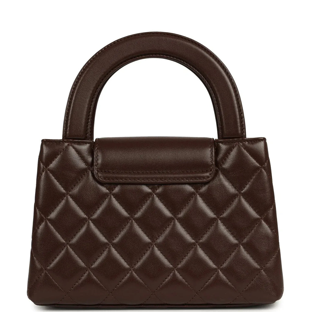 Small Kelly Shopper Dark Brown Lambskin Leather Gold-Tone Hardware