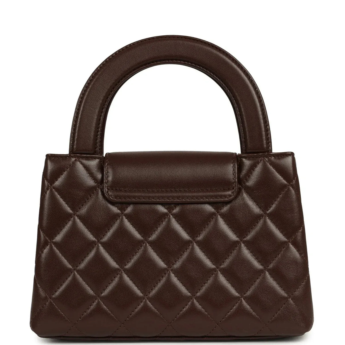 Small Kelly Shopper Dark Brown Lambskin Leather Gold-Tone Hardware
