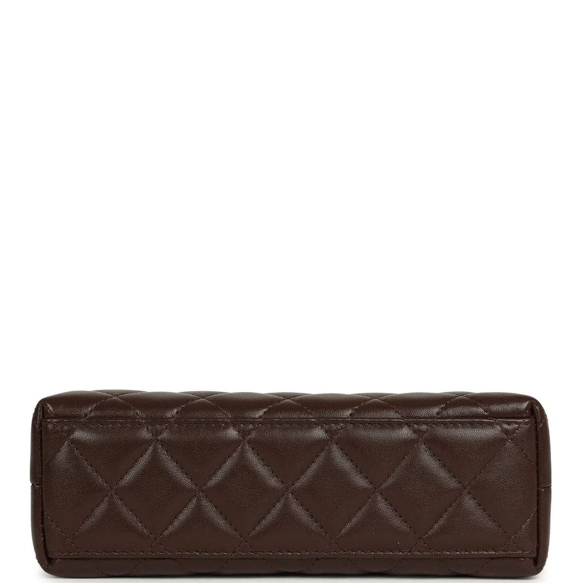 Small Kelly Shopper Dark Brown Lambskin Leather Gold-Tone Hardware