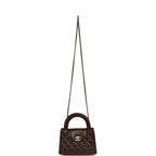 Small Kelly Shopper Dark Brown Lambskin Leather Gold-Tone Hardware