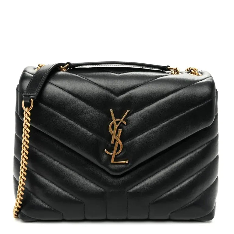 Small Loulou Quilted Chain Satchel Black Calfskin Leather Gold-Tone Hardware