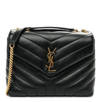 Small Loulou Quilted Chain Satchel Black Calfskin Leather Gold-Tone Hardware