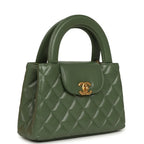 Small Kelly Shopper Khaki Shiny Aged Calfskin Leather Brushed Gold-Tone Hardware