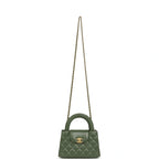 Small Kelly Shopper Khaki Shiny Aged Calfskin Leather Brushed Gold-Tone Hardware