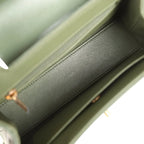 Small Kelly Shopper Khaki Shiny Aged Calfskin Leather Brushed Gold-Tone Hardware