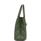 Small Kelly Shopper Khaki Shiny Aged Calfskin Leather Brushed Gold-Tone Hardware