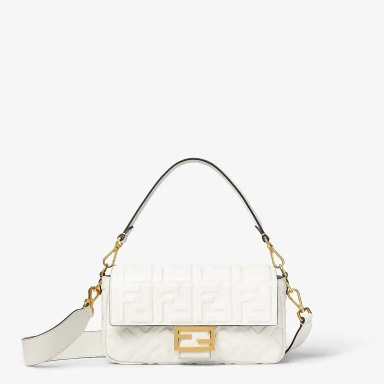 Baguette White Leather Bag
