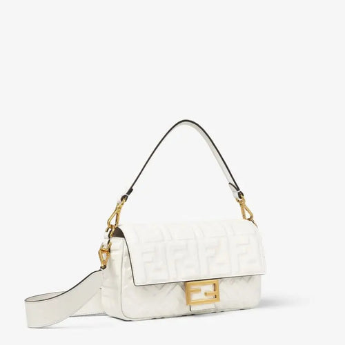 Baguette White Leather Bag