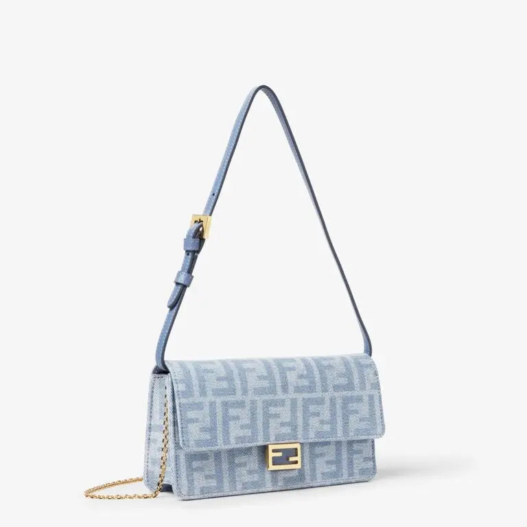 Wallet On Chain Baguette Light Blue Denim Wallet