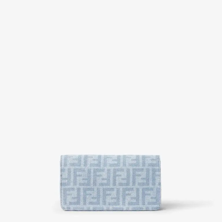 Wallet On Chain Baguette Light Blue Denim Wallet