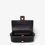 Medium Baguette Shoulder Bag Black Calfskin Leather Embossed FF Pattern