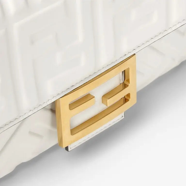 Baguette White Leather Bag