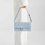 Wallet On Chain Baguette Light Blue Denim Wallet