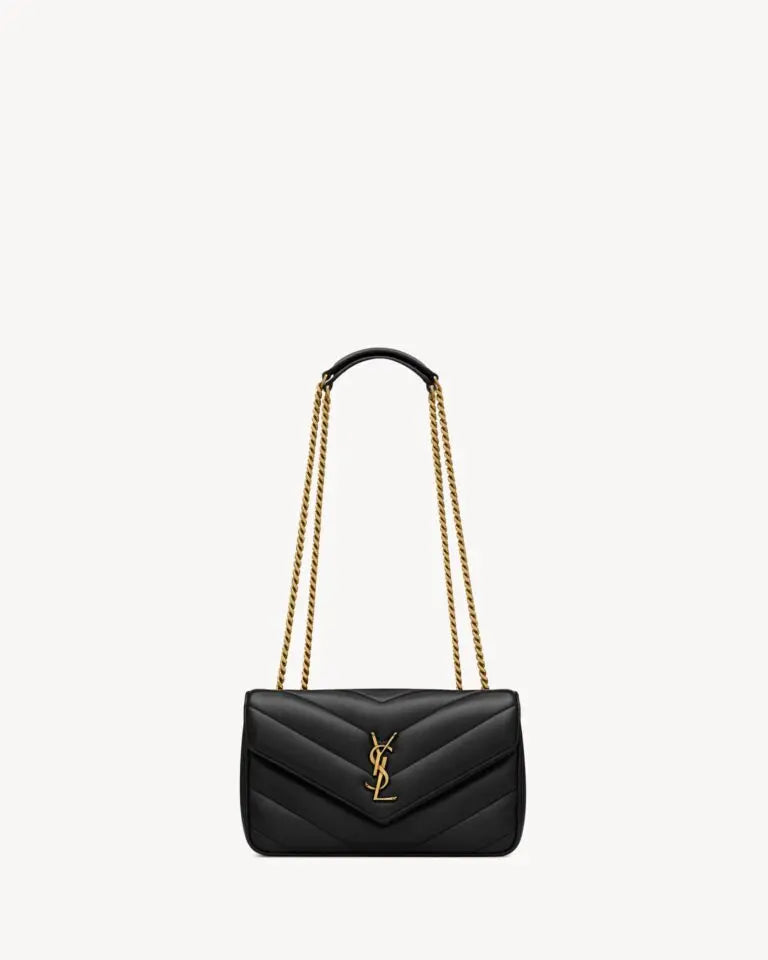 Loulou Small Quilted Shoulder Bag Black Lambskin Leather Bronze-Tone Hardware