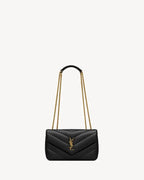 Loulou Small Quilted Shoulder Bag Black Lambskin Leather Bronze-Tone Hardware