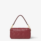 Medium Baguette Shoulder Bag Burgundy Calfskin Leather Embossed FF Pattern