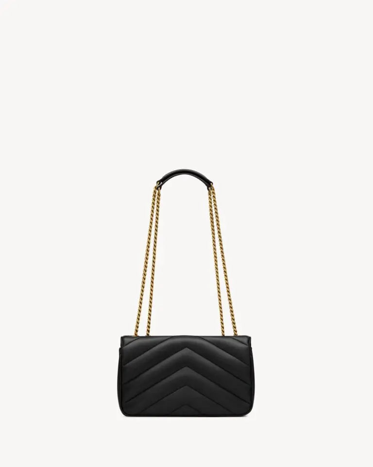 Loulou Small Quilted Shoulder Bag Black Lambskin Leather Bronze-Tone Hardware